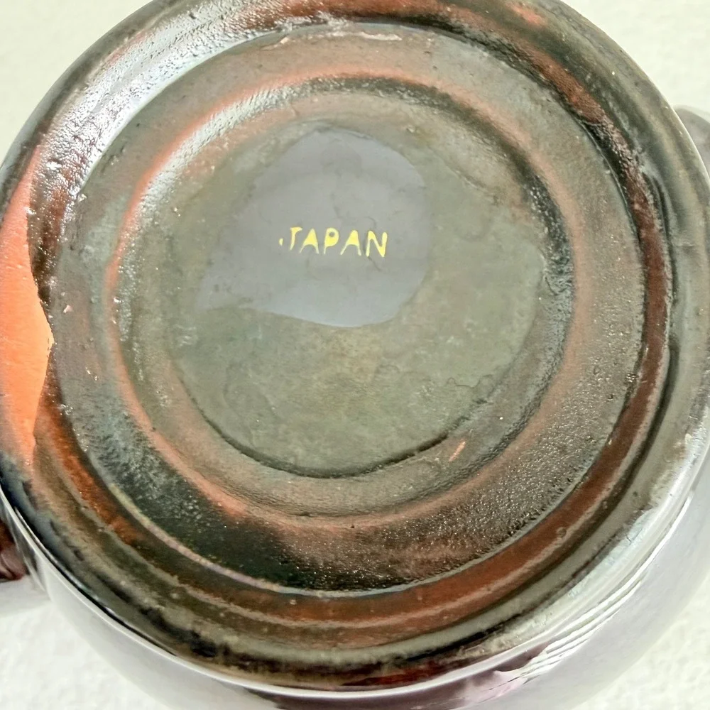 Japan Teapot Vintage Dark Brown Moriage Floral Gold Gilt Ceramic 5.5in 1940s